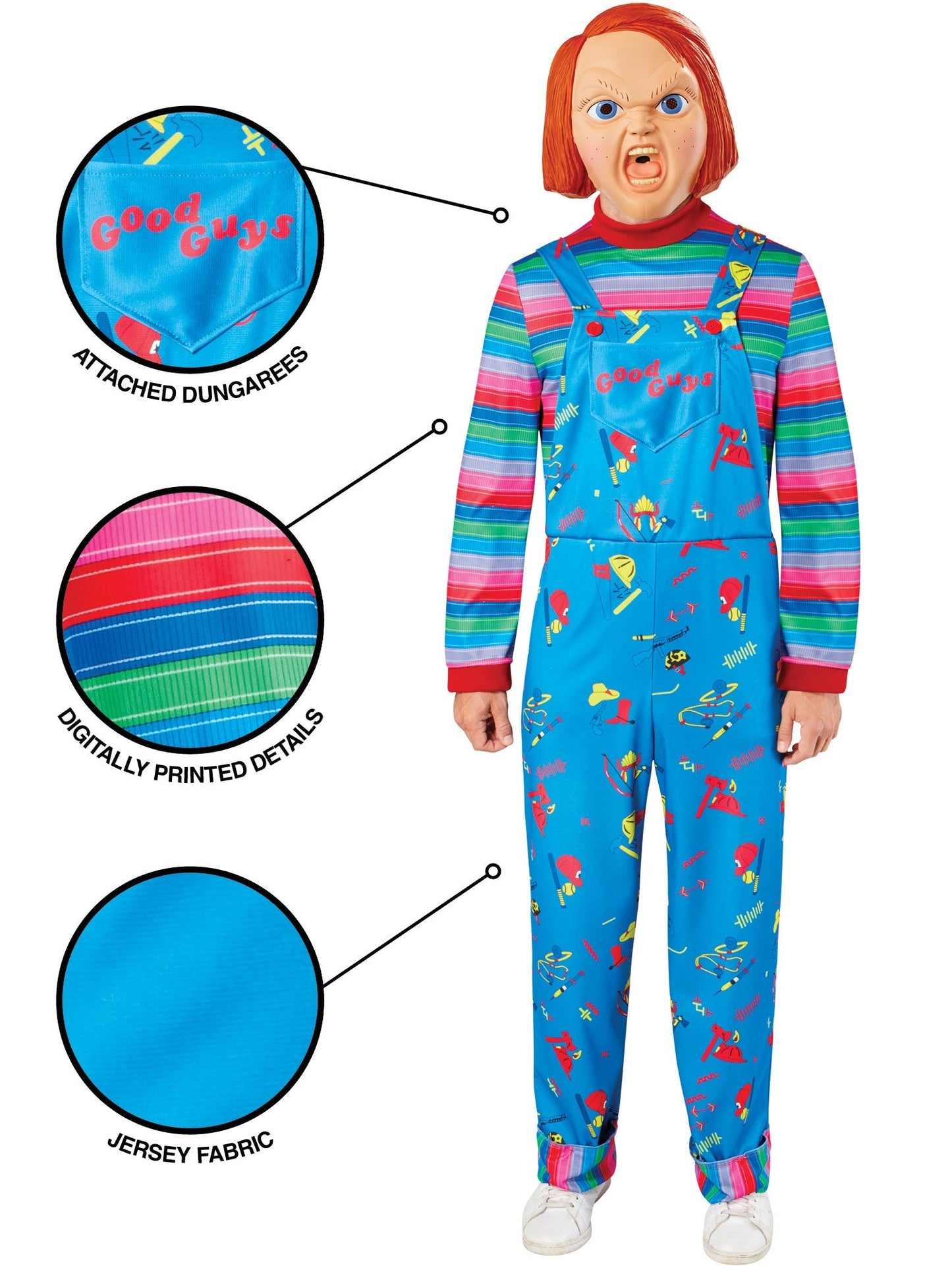 Chucky Kostuum Voor Volwassenen | Jumpsuit + Half Masker