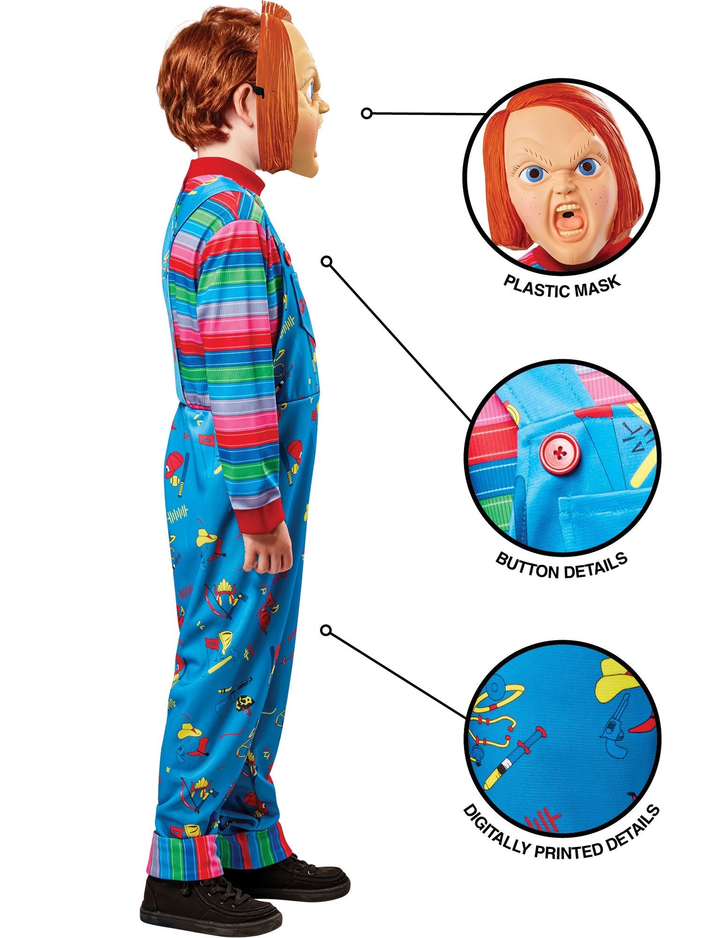 Chucky Kostuum Voor Kinderen | Jumpsuit + Half Masker