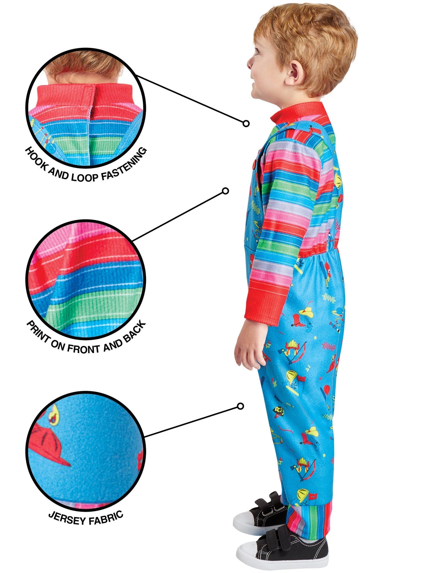 Chucky Kostuum Kinderen (2–3 jaar & 3–4 jaar) | Jumpsuit + Speelgoedmes