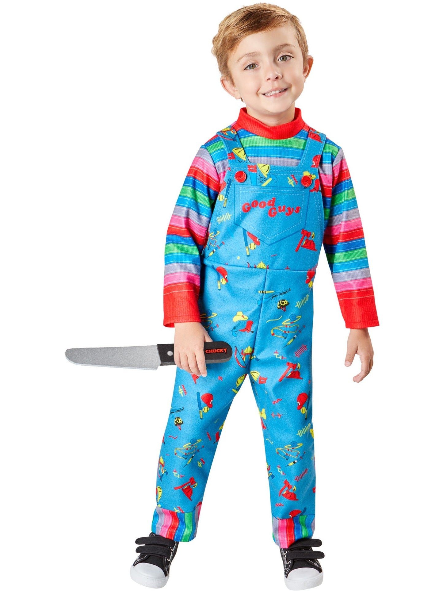Chucky Kostuum Kinderen (2–3 jaar & 3–4 jaar) | Jumpsuit + Speelgoedmes