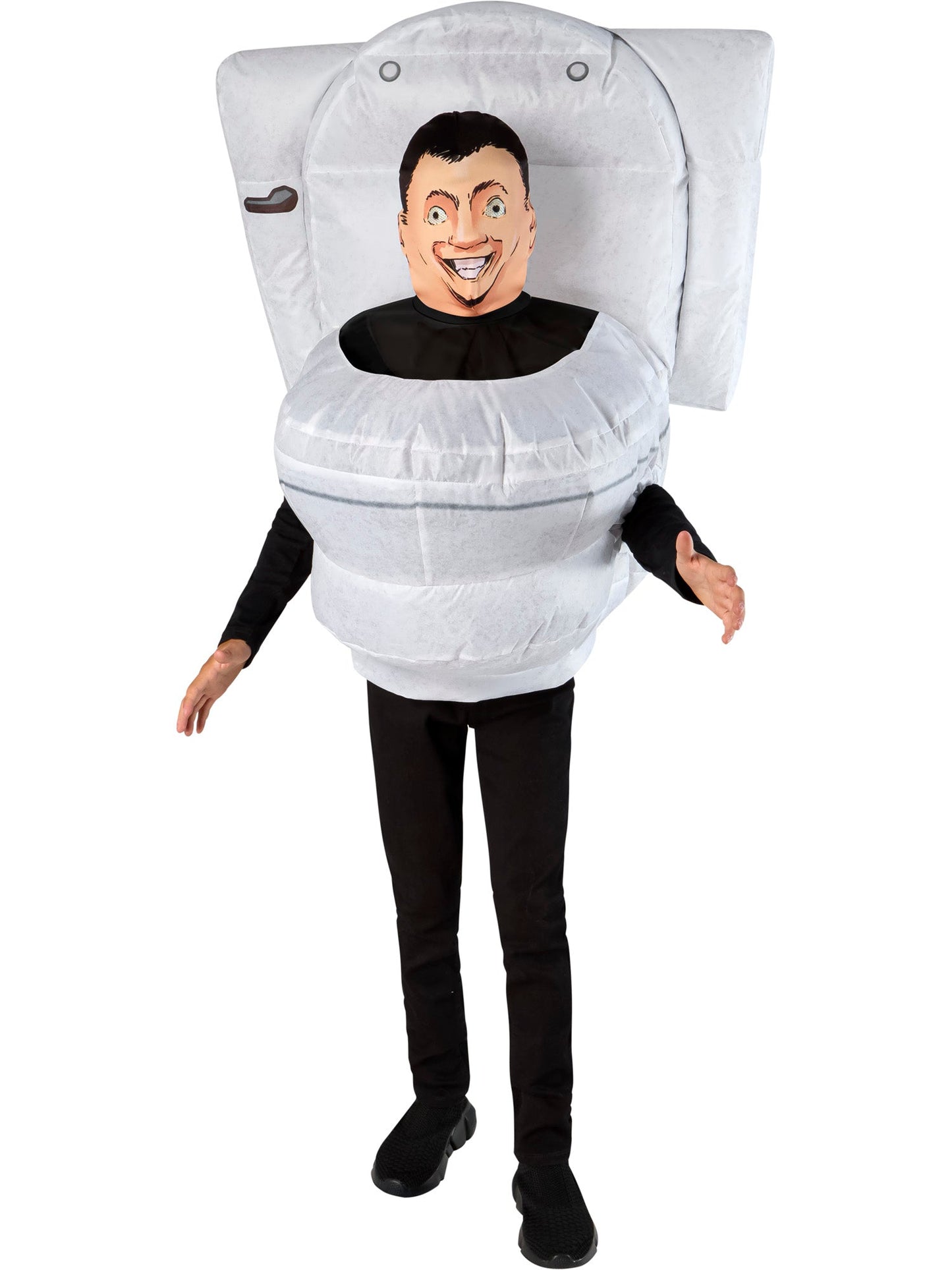 Skibidi Inflatable Toilet Kostuum Kinderen | Opblaastoilet met Ventilator & Snood