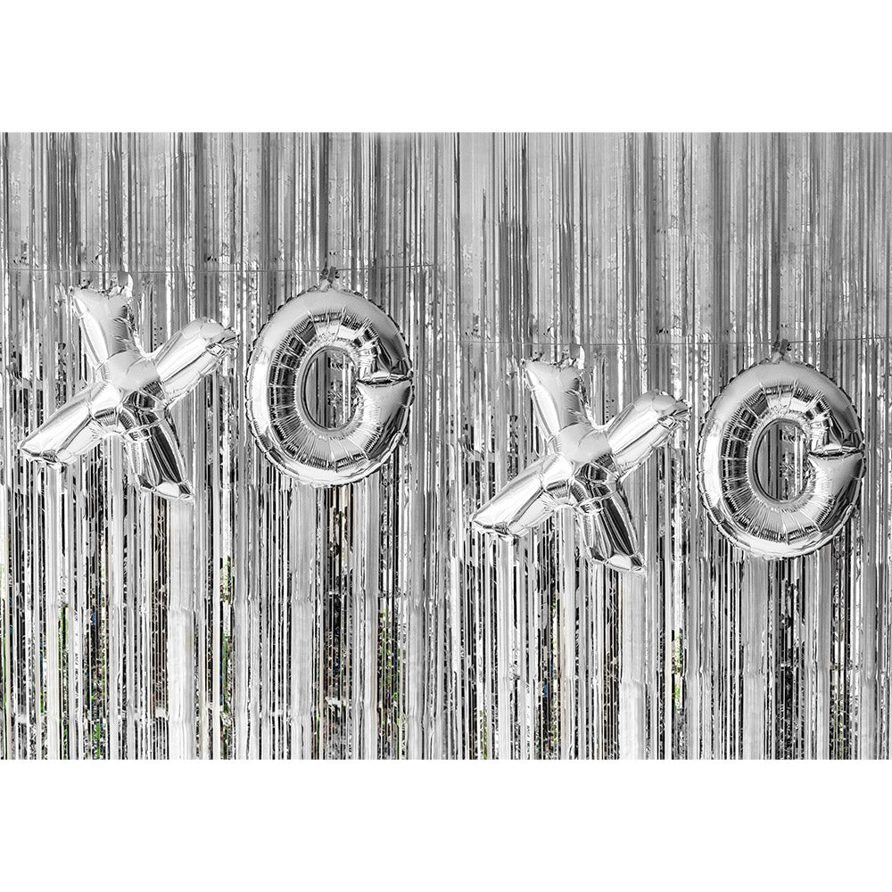 Foliegordijn zilver metallic (200 x 100 cm)