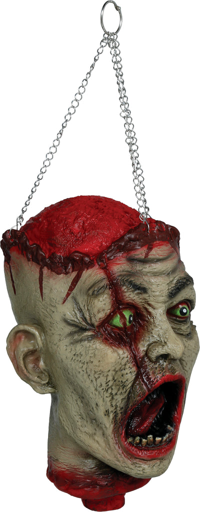 Halloween Afgehakt Zombiehoofd aan Kettingen – Latex 27 cm