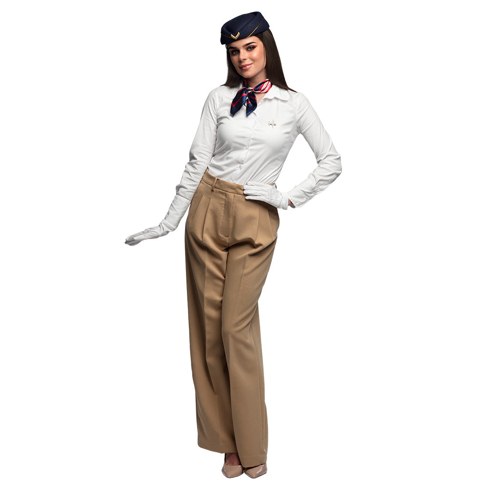 Stewardess-Set (Mütze, Schal, Handschuhe und Brosche)