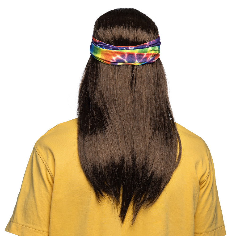 Set Hippie | (hoofdband, partybril, pruik en ketting)