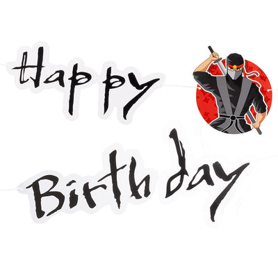 Papp-Buchstabenbanner Ninja 'Happy Birthday' (120 cm)