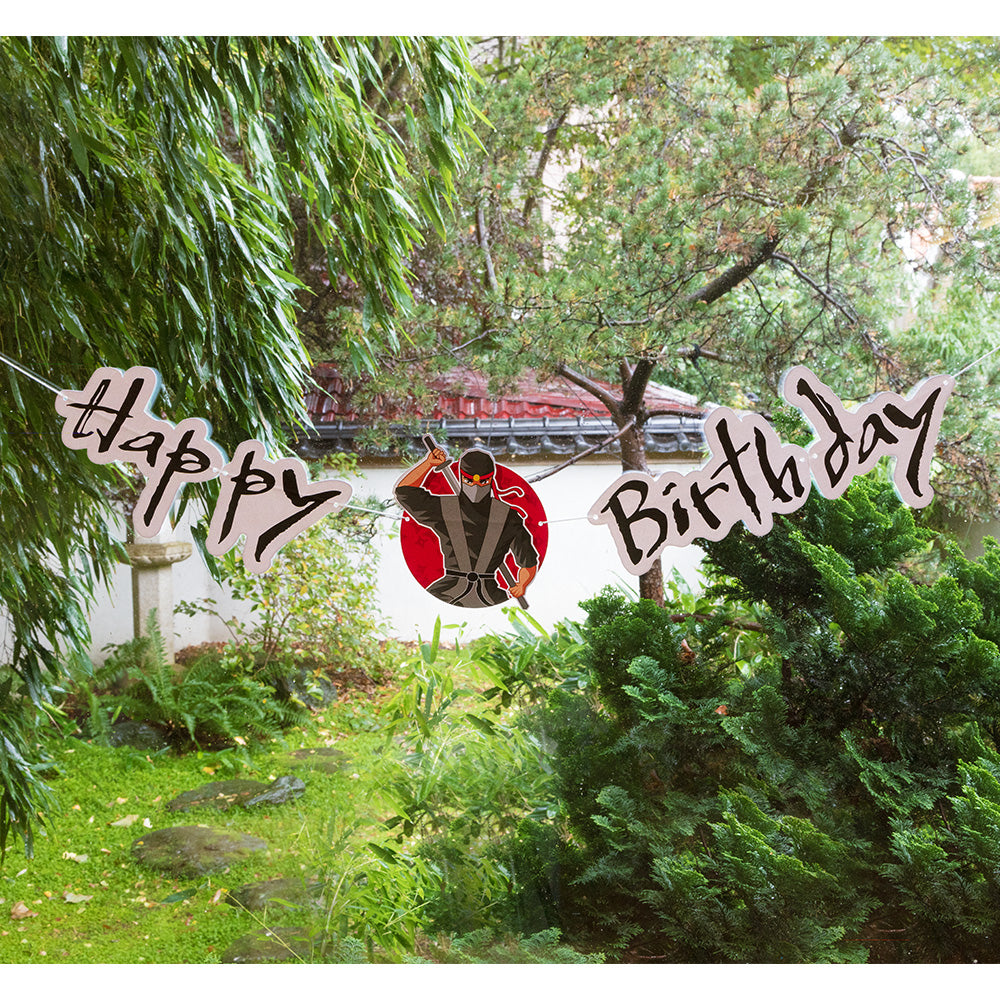 Papp-Buchstabenbanner Ninja 'Happy Birthday' (120 cm)