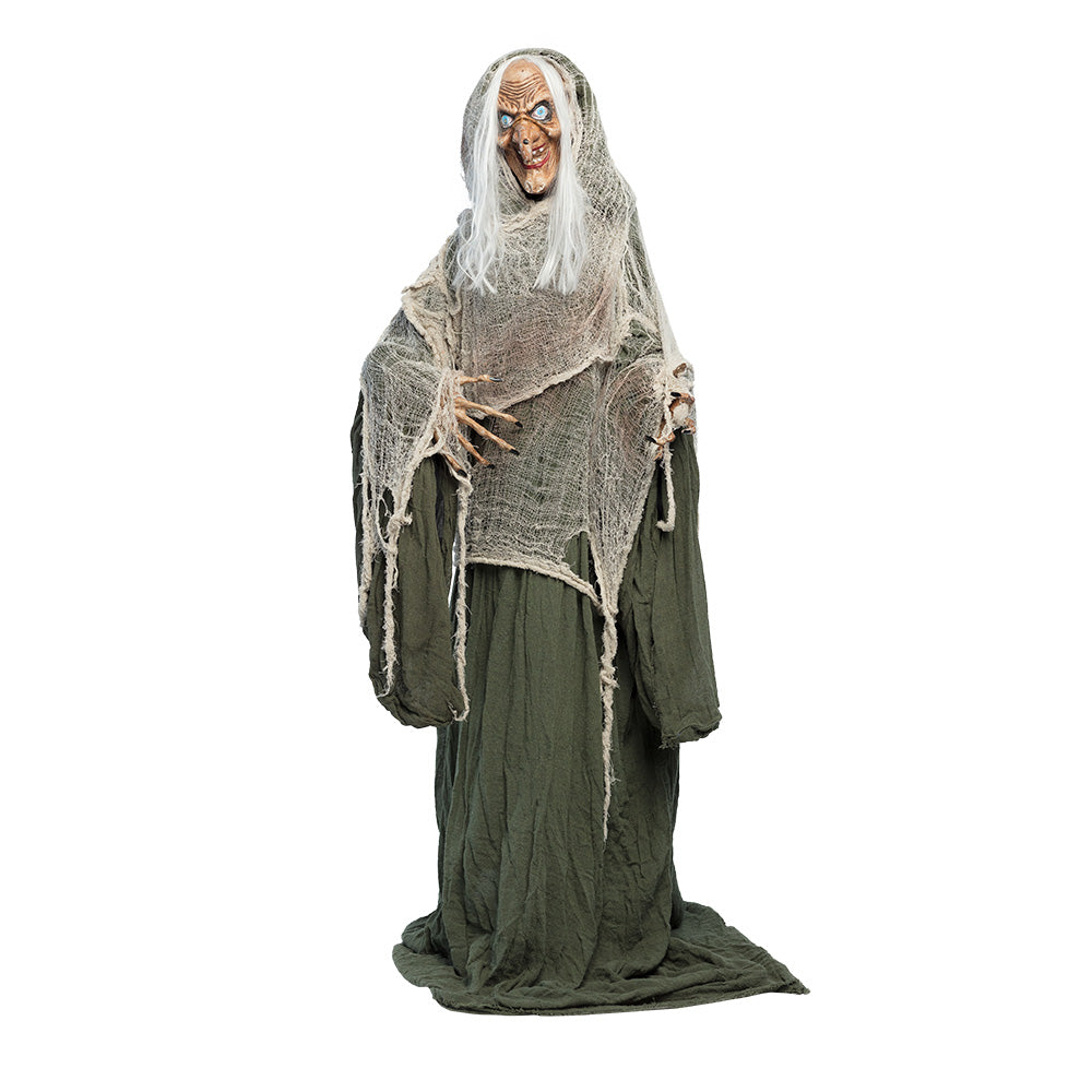 Standdeko Hexe Andromeda – 153 cm mit Licht, Sound und Bewegung