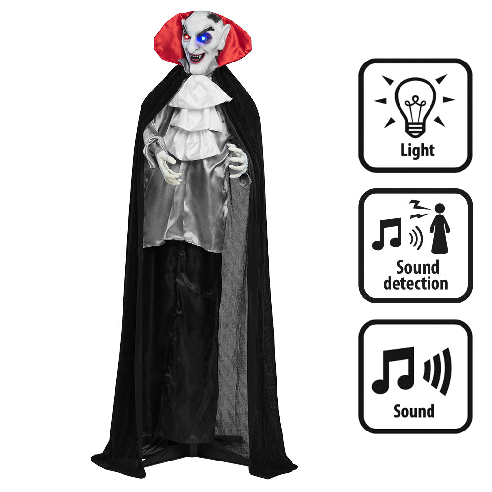 Standdeko Lachender Vampir - 165 cm mit Licht, Sound und Geräuschsensor