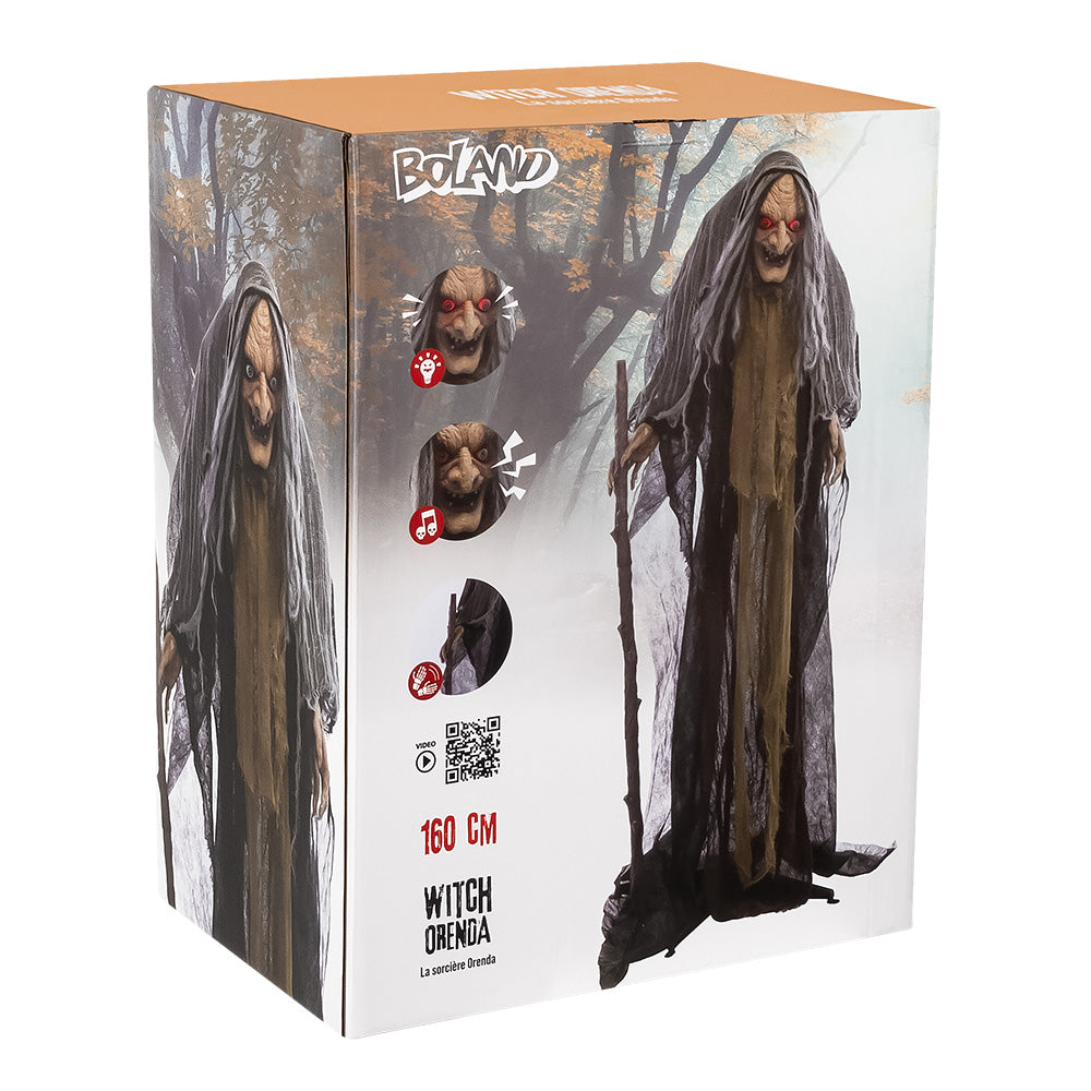 Interactieve Heks Halloween Decoratie – 160 cm met Licht, Geluid en Beweging