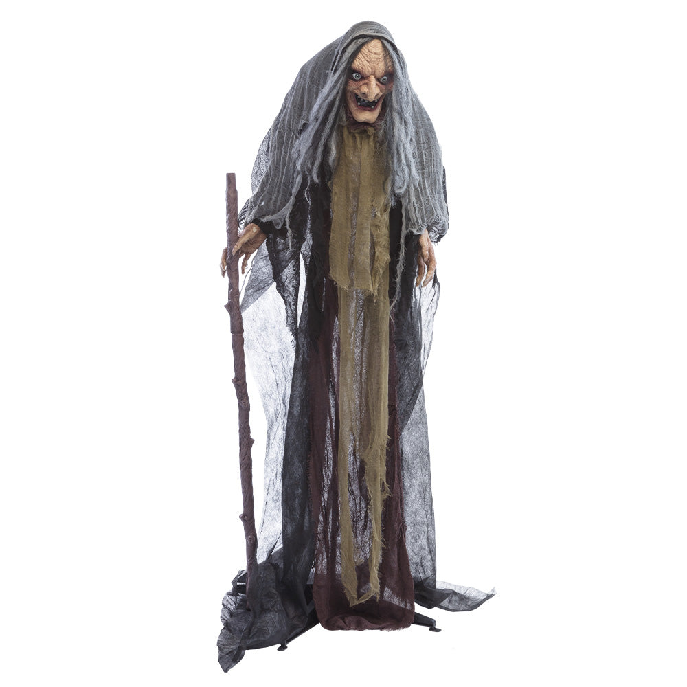 Interactieve Heks Halloween Decoratie – 160 cm met Licht, Geluid en Beweging
