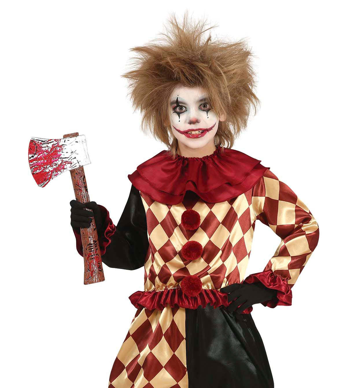 Horror Clown Kostuum Kind – Rood Zwart Harlekijn