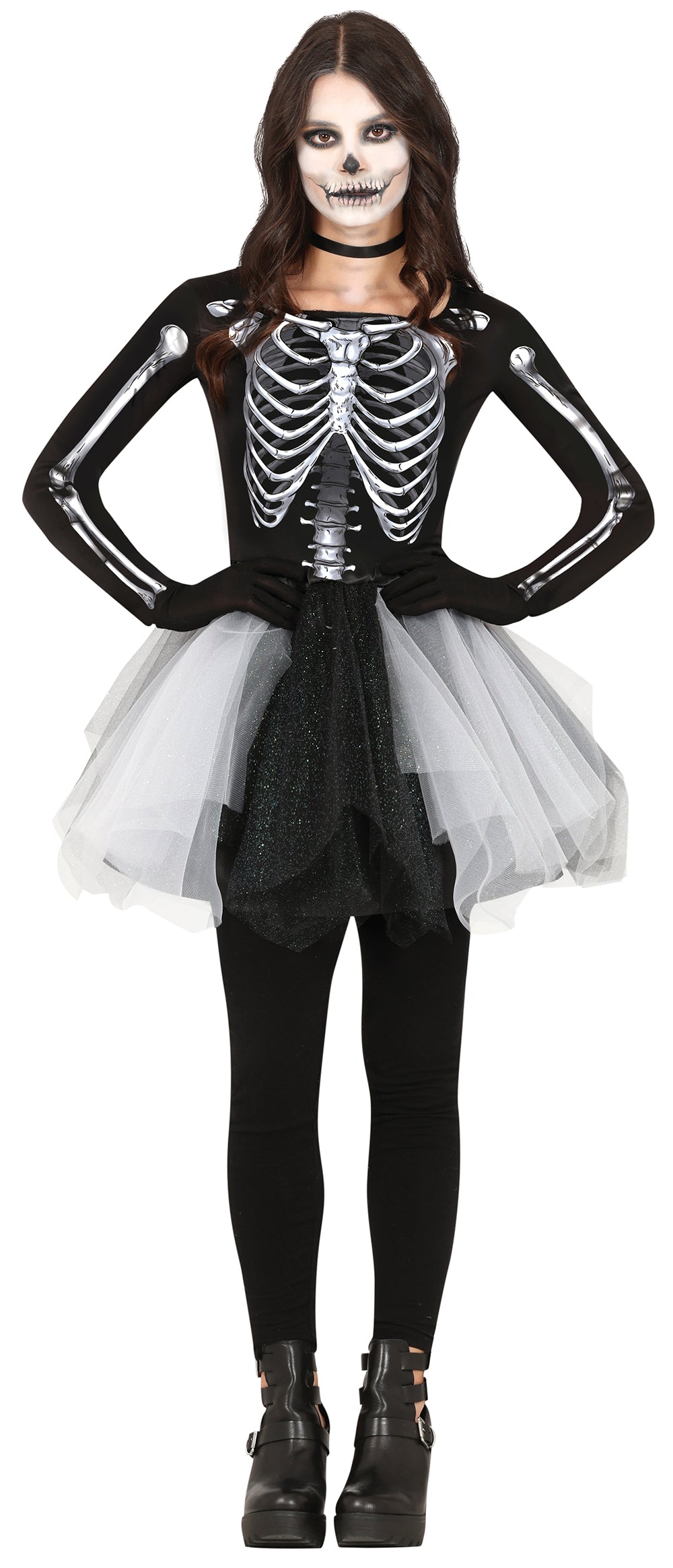 Skelet Halloween Jurk Dames Zwart
