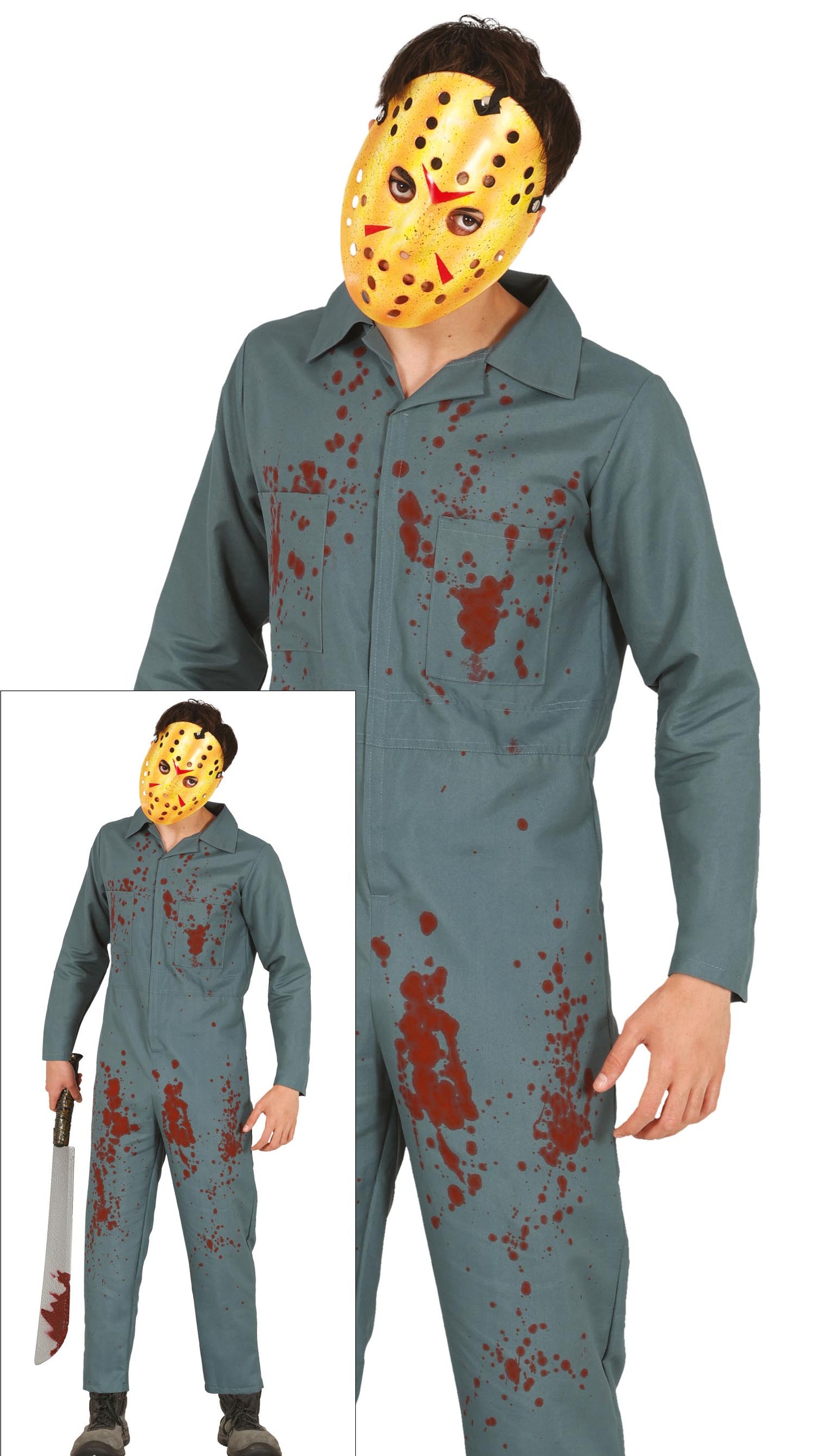 Psycho Halloween Kostuum Heren jumpsuit + Masker | Jason