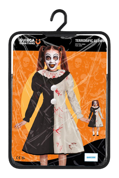 Terror Clown Kostuum Meisje – Zwart Wit Horror Jurk