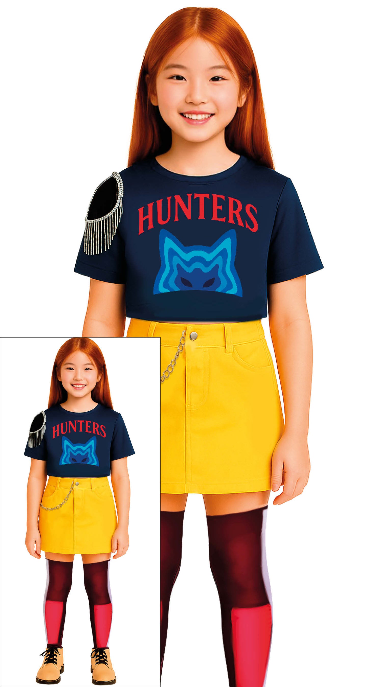 K-Pop Outfit Mira - Voor Kinderen – Set met Rok, Kousen & T-Shirt