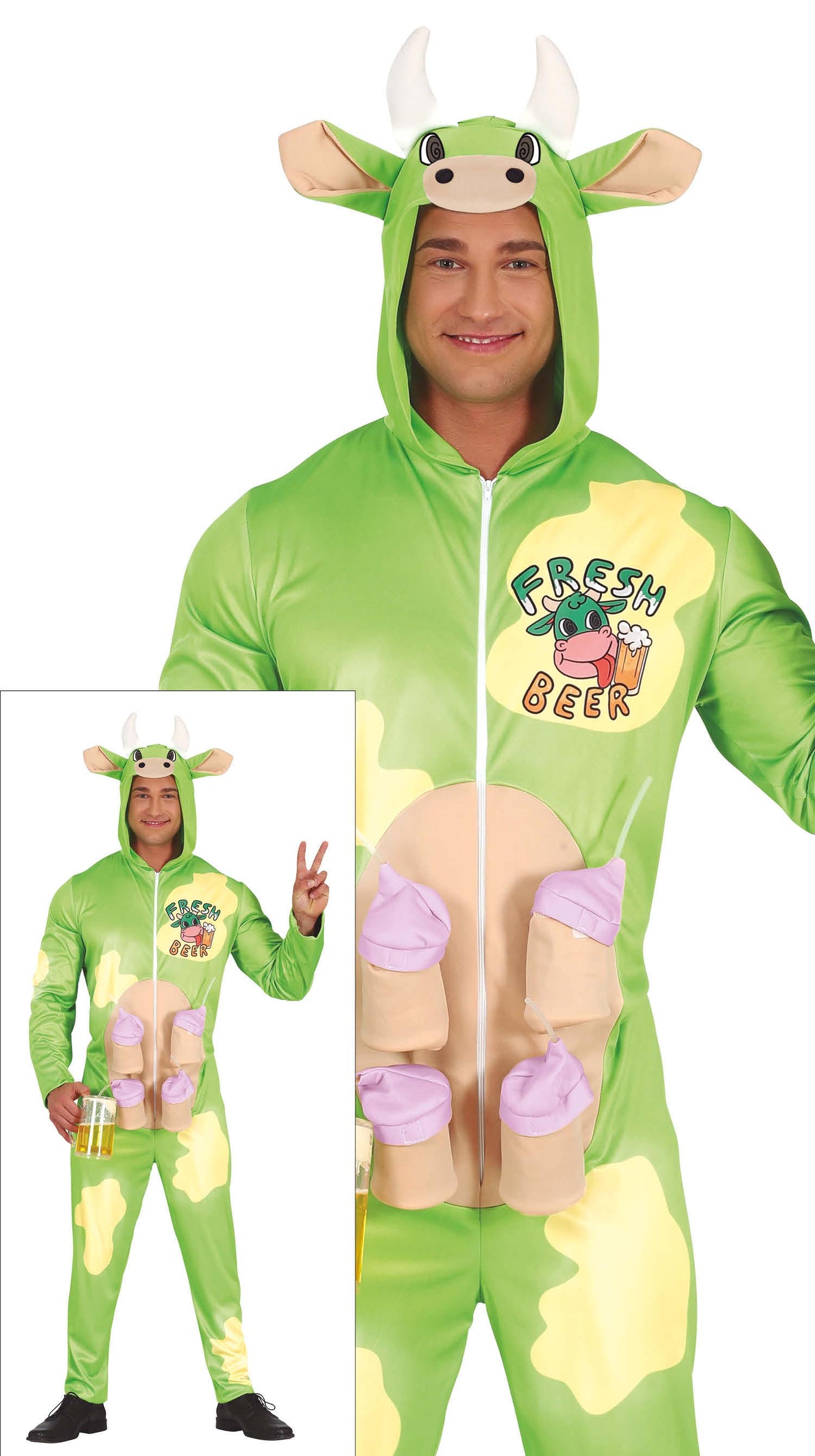 Koeien Kostuum Bier Heren – Jumpsuit met Bieruier Tapfunctie