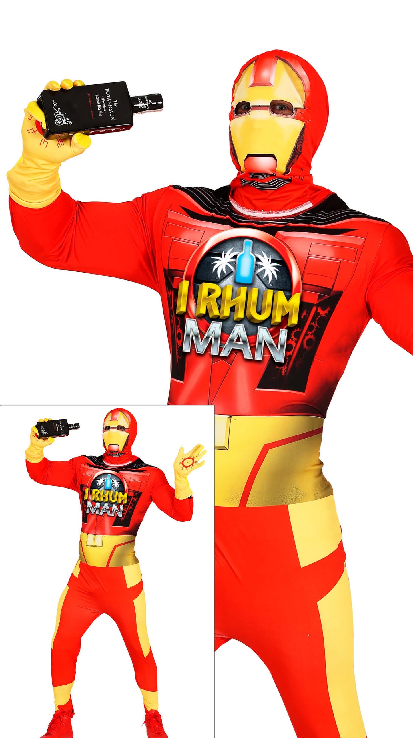Irhum Man Kostuum Heren – Humoristisch Superheldenpak (Parodie)