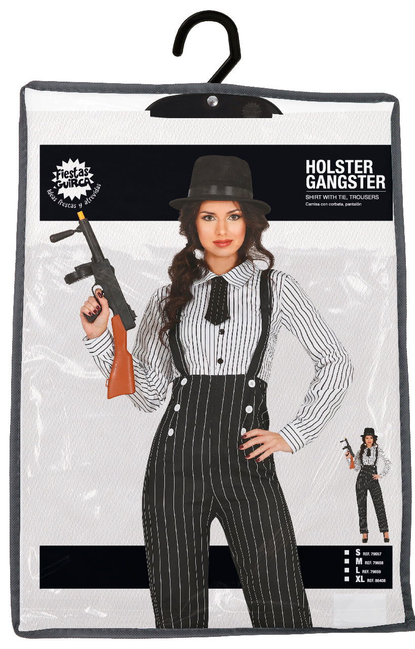 20’s Gangster Kostuum Dames – Shirt met Stropdas & Broek