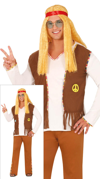 Hippie-Kostüm Braun – Flower-Power-Outfit der 60er/70er Jahre
