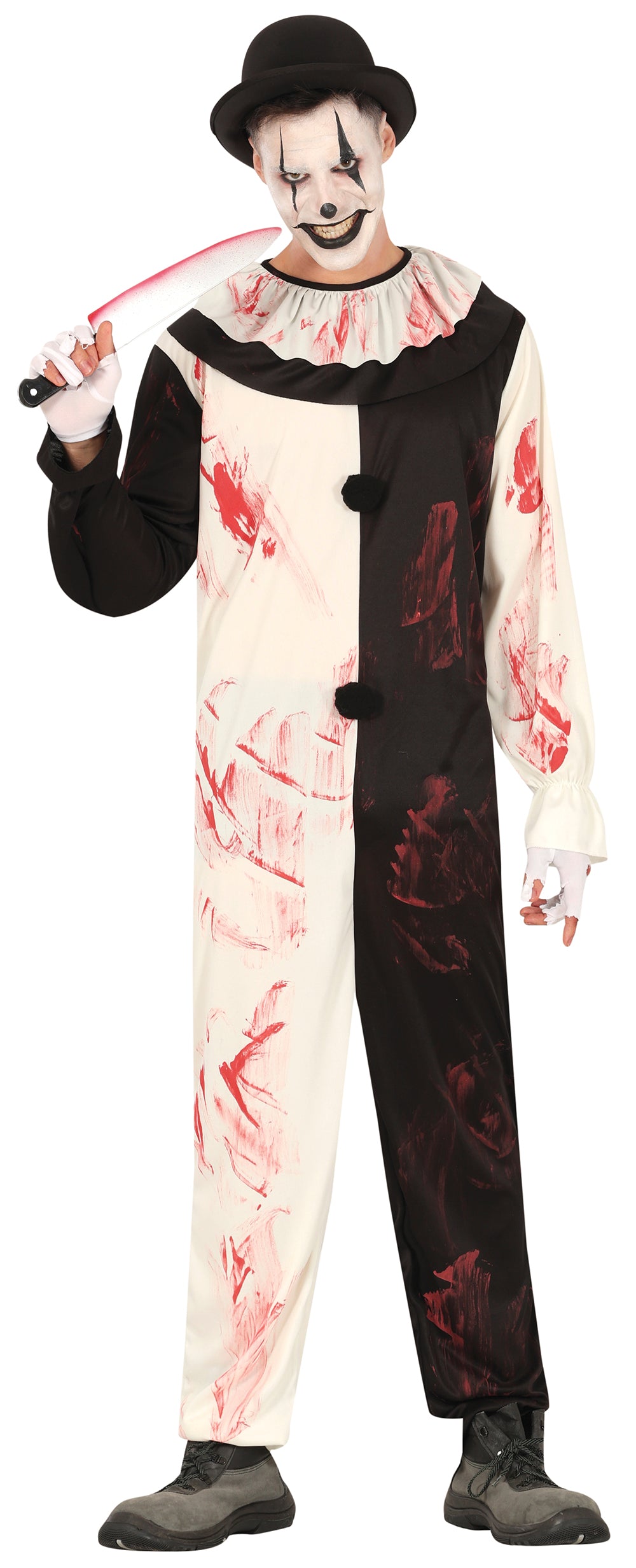Terrifying Clown Kostuum Heren – Complete Set met Make-up, Tanden & Hoed
