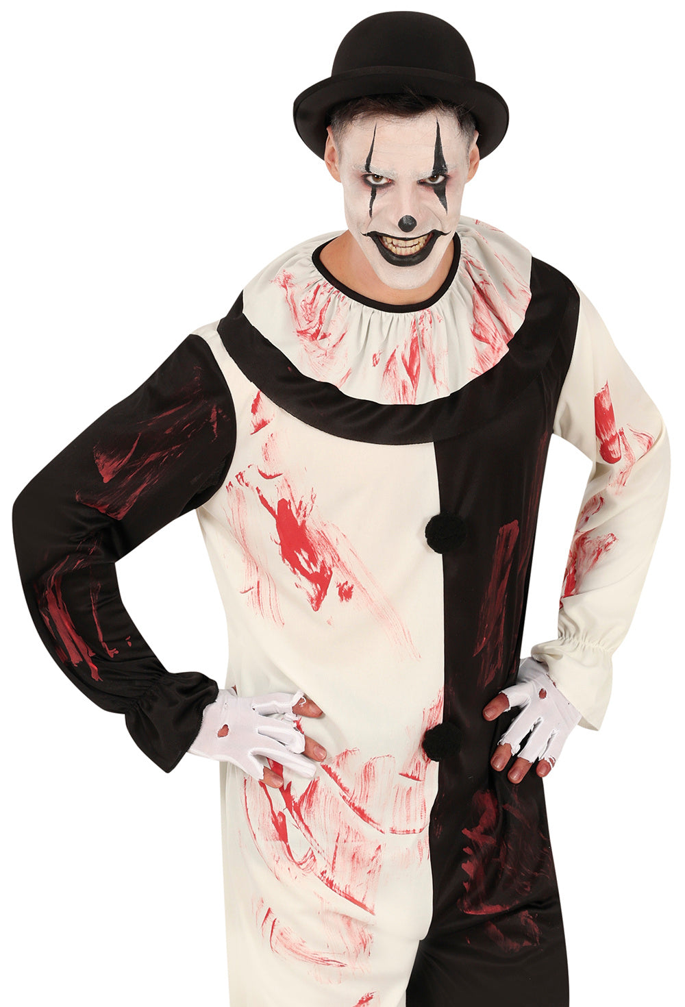 Terrifying Clown Kostuum Heren – Enge Horror Clown Jumpsuit met Kraag
