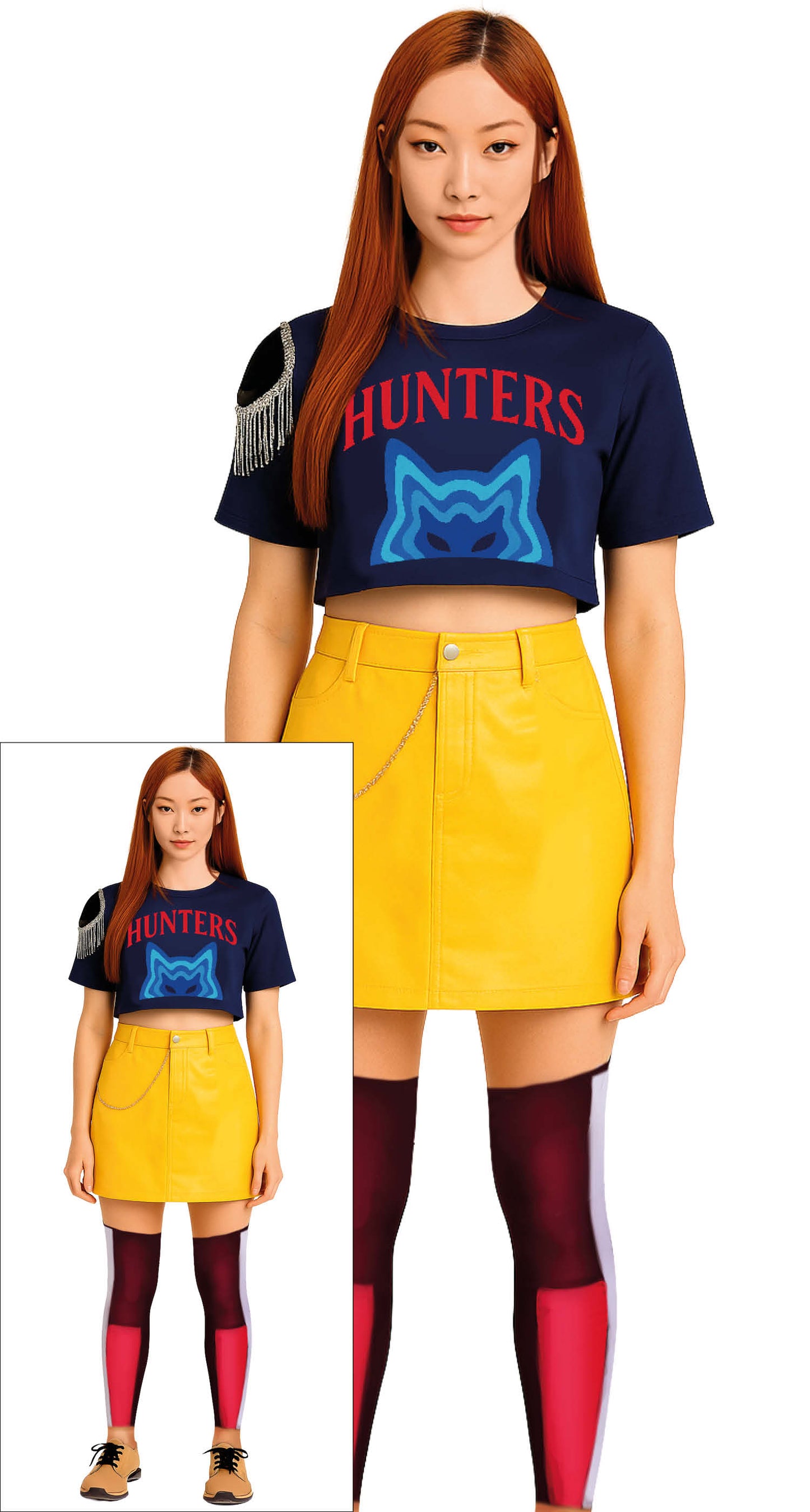 K-Pop Outfit Mira Dames – Set met Rok, Kousen & T-Shirt