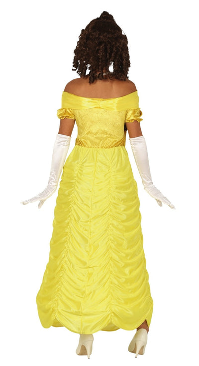 gele jurk dames carnaval achterkant prinses