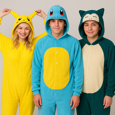 Pokémon Onesie Bundel – Maat L (165–175 cm)  – Pikachu, Squirtle & Snorlax (3 stuks, nu voor 60,- ipv 119,97)