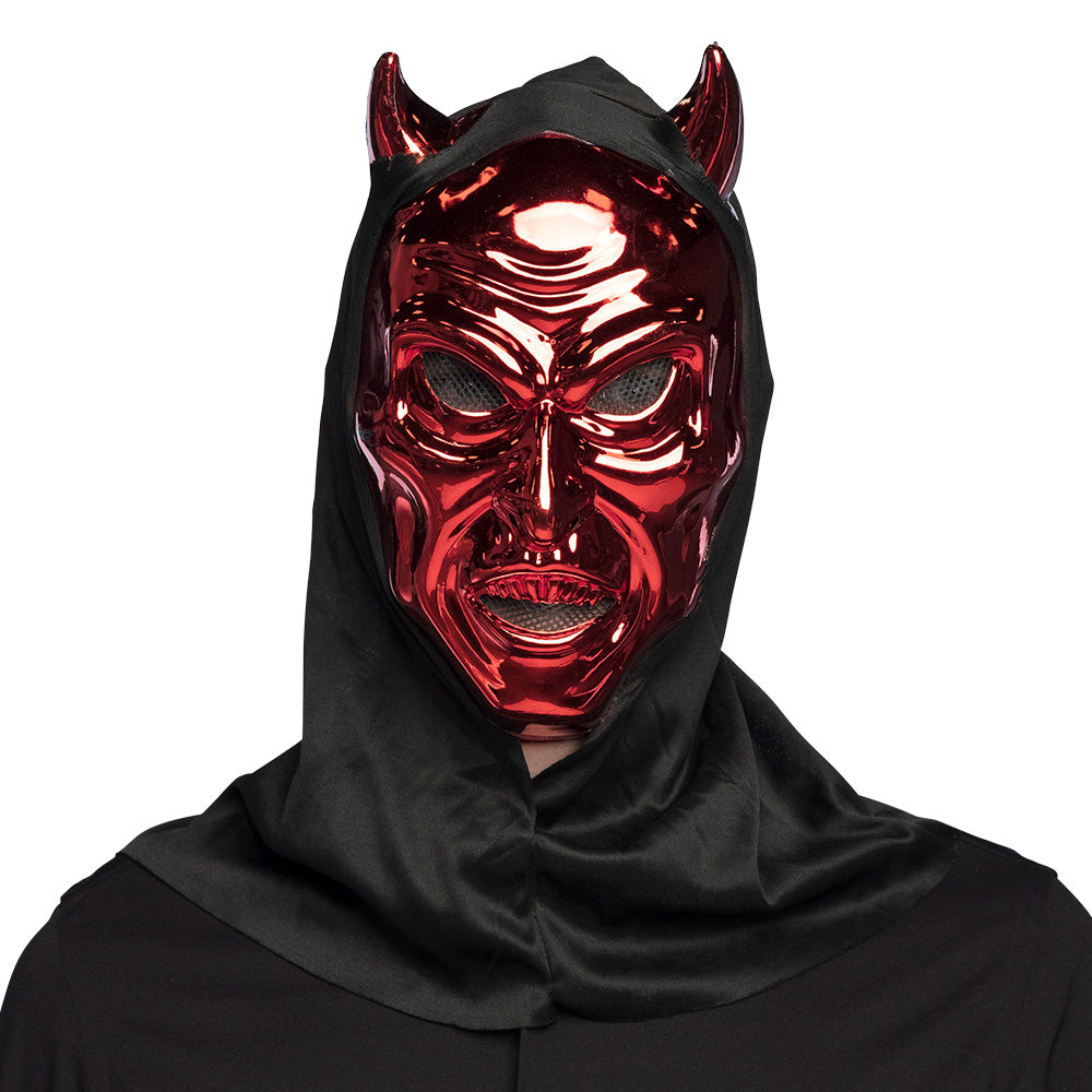 Gezichtsmasker Verblindende Duivel met Kap Rood kopen