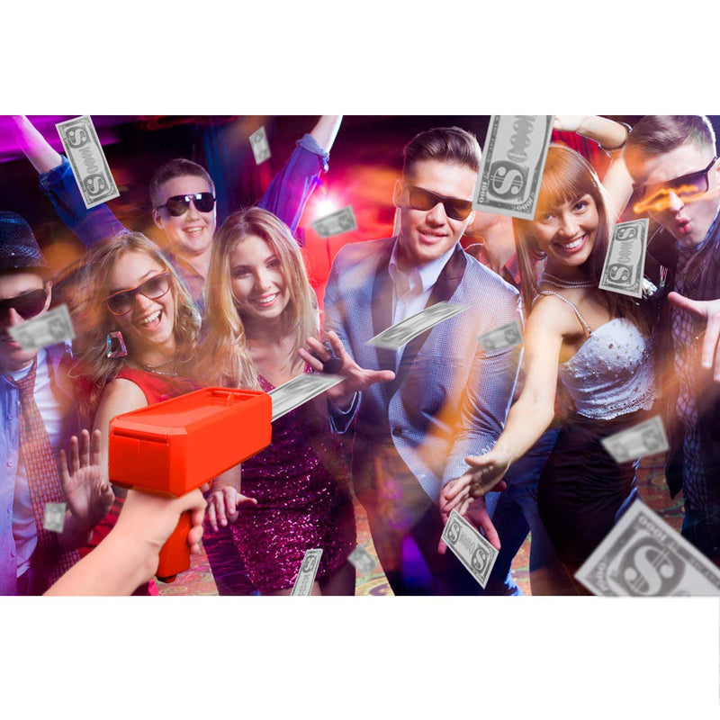 Money Gun - Geldpistool + 100 Geldbiljetten