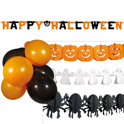 Halloween decoratieset met slingers en ballonnen kopen