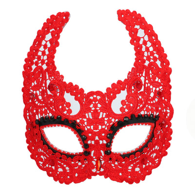 Kanten duivel oogmasker in rood