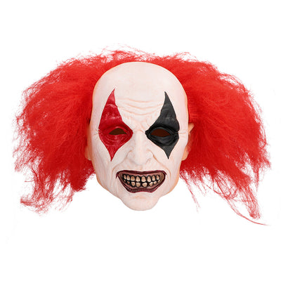 Latex horror clown masker met warrig rood haar voor volwassenen