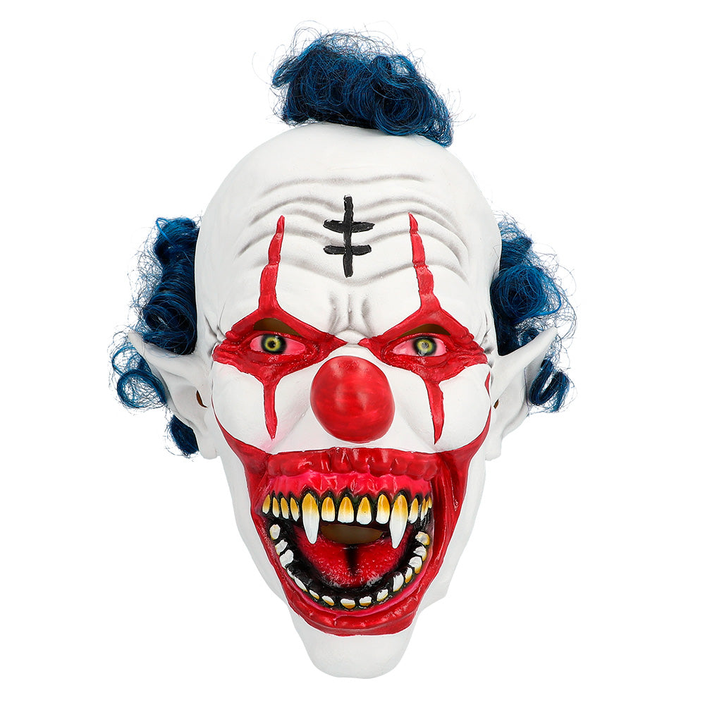Latex vampier clown masker met haar voor Halloween