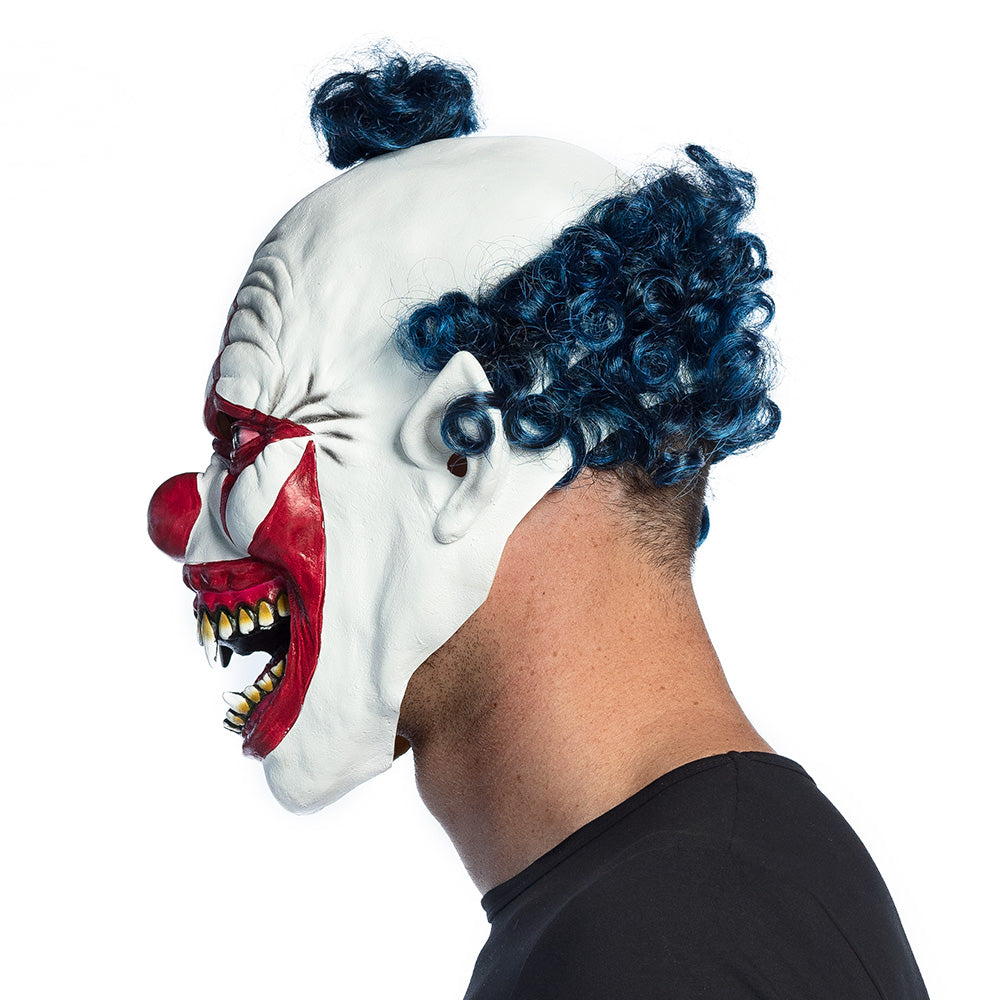 Latex vampier clown masker met haar voor Halloween
