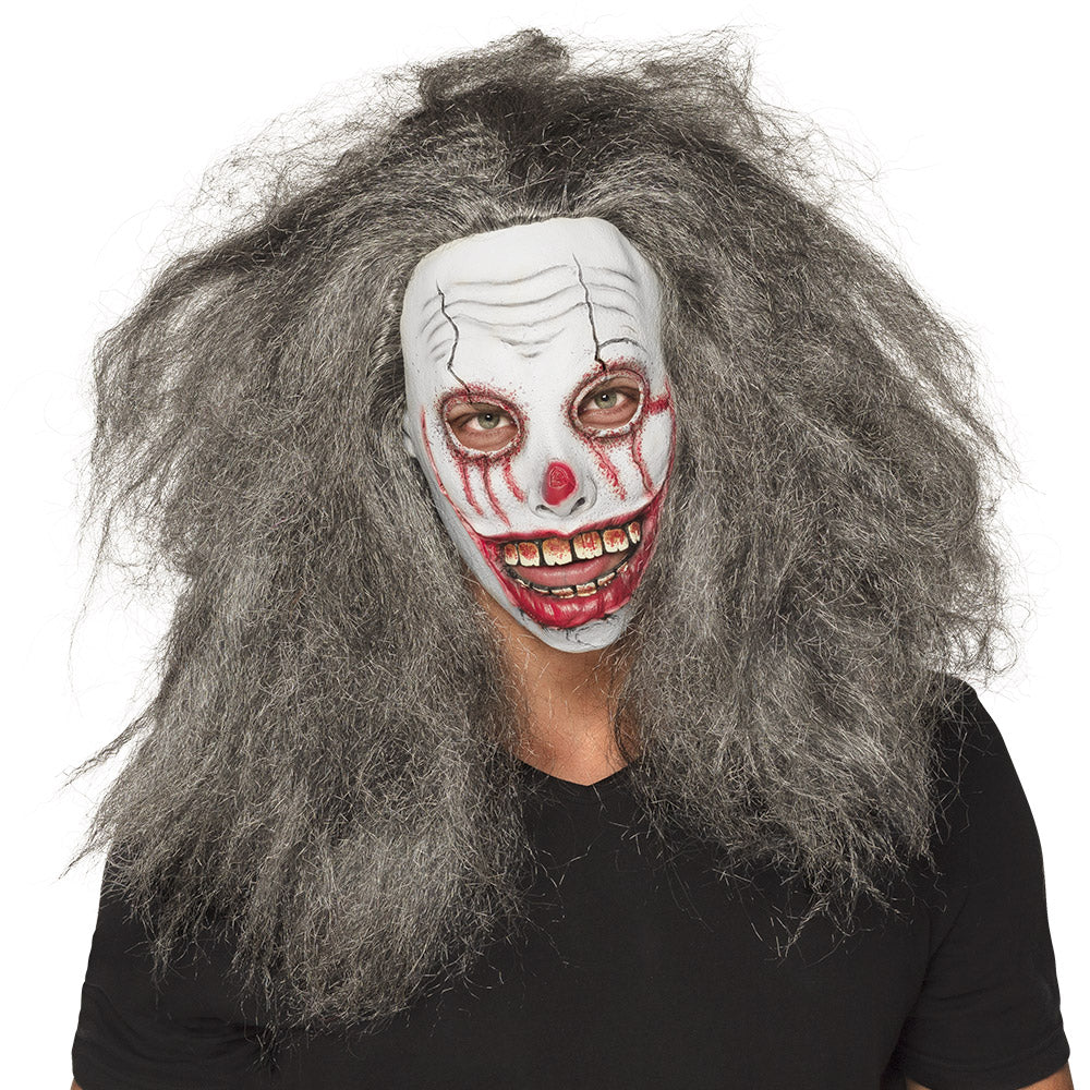 Latex masker zombieclown met haar