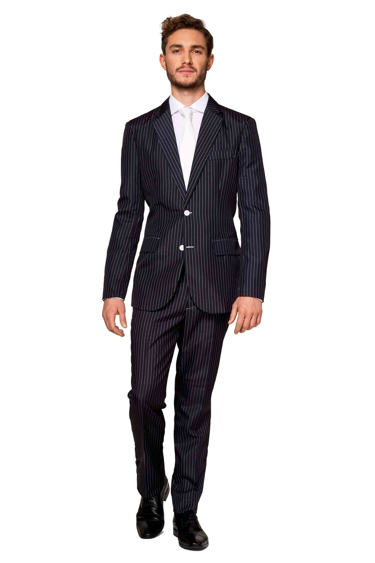 Suitmeister | Gangster Pinstripe Black | Herenpak | Herenkostuum