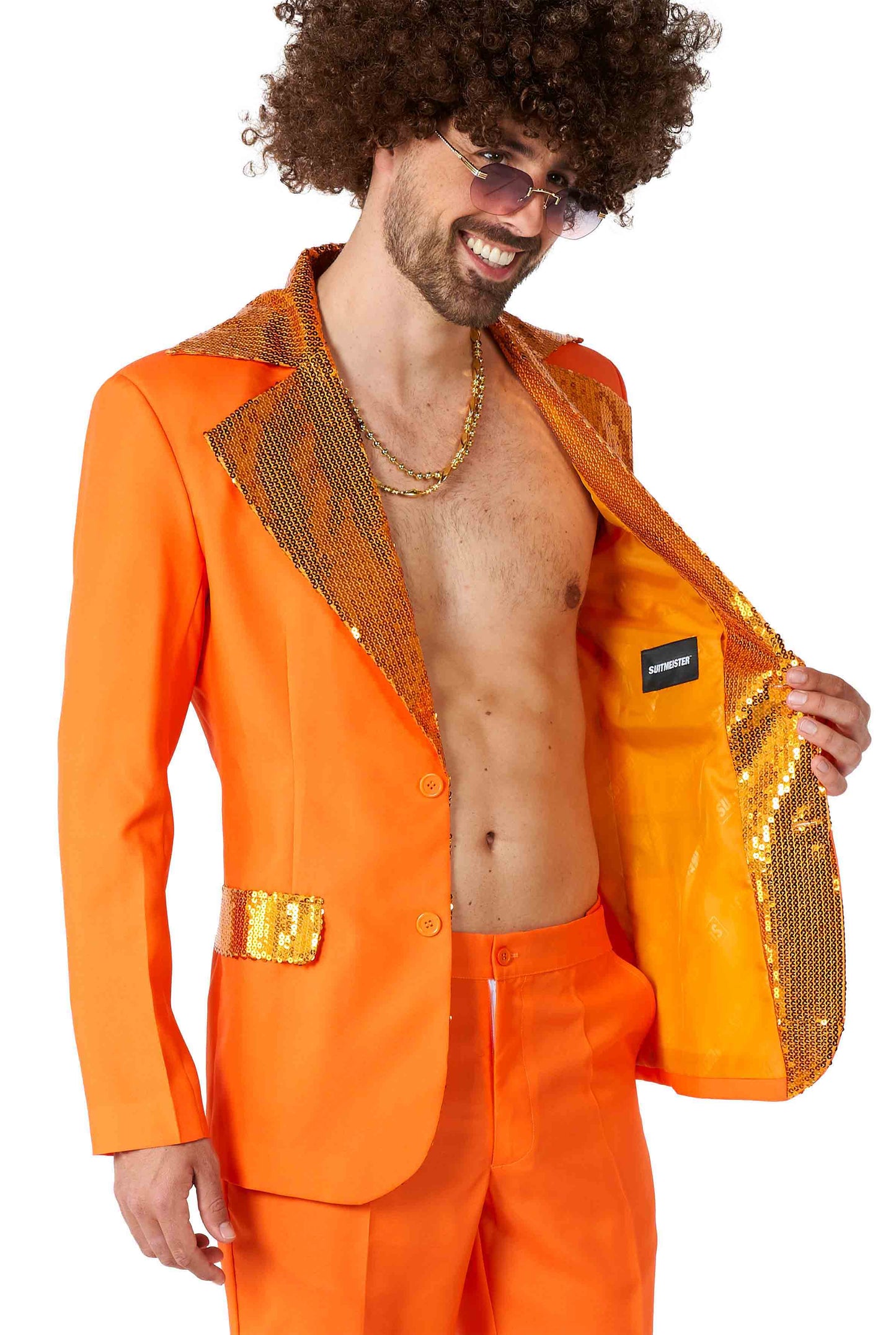 Suitmeister | Disco Anzug Orange | Herren Disco Kostüm