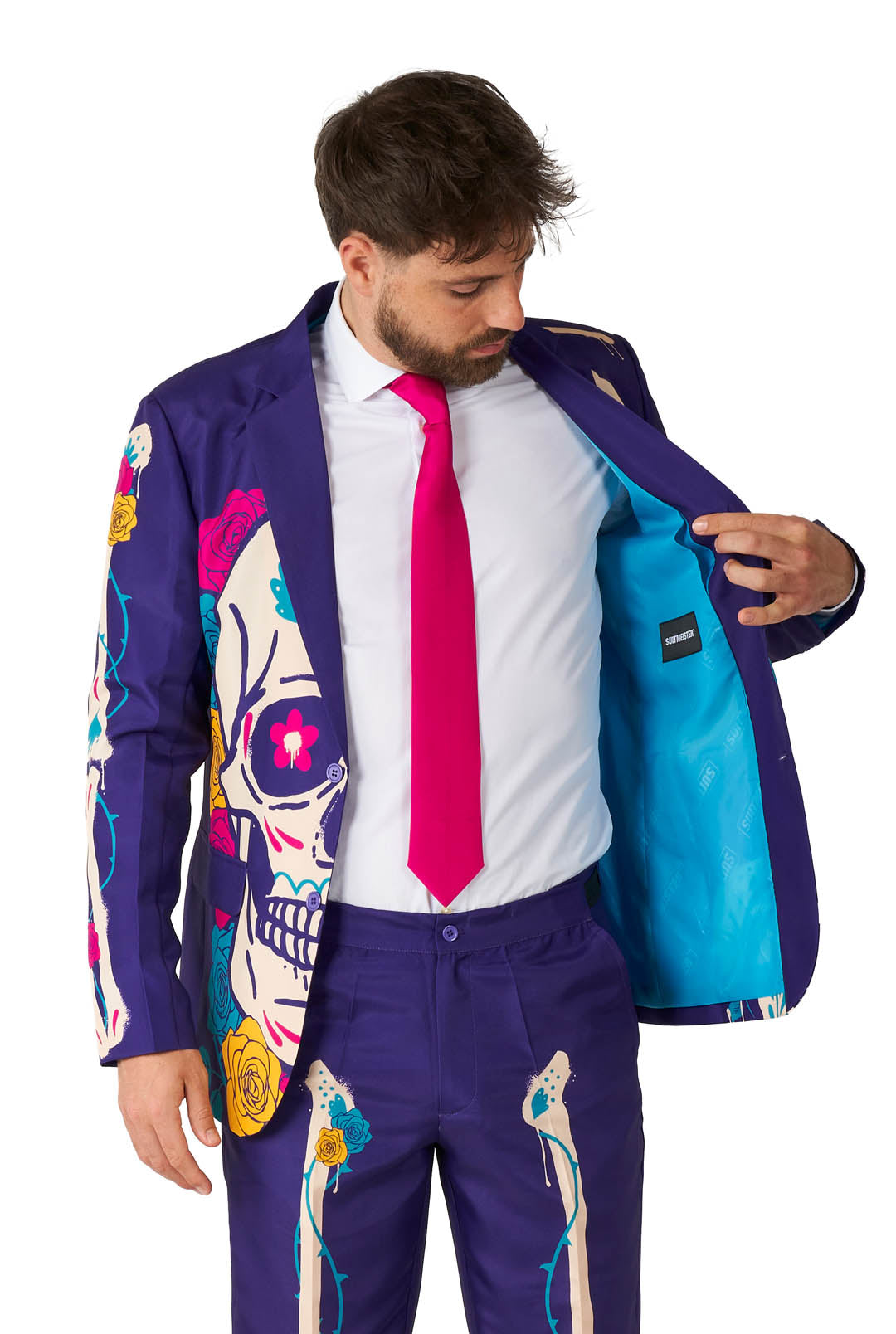 Suitmeister | Sugar Skull Purple | Herenkostuum Halloween