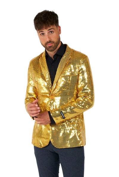 Suitmeister | Pailletten Gold | Glitzerjacke Gold | Blazer für Herren