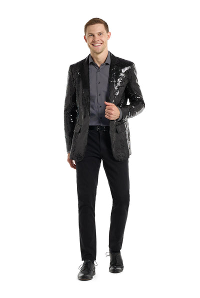 Suitmeister| Sequins Black | Glitter Jasje Zwart | Zwarte Blazer voor Heren