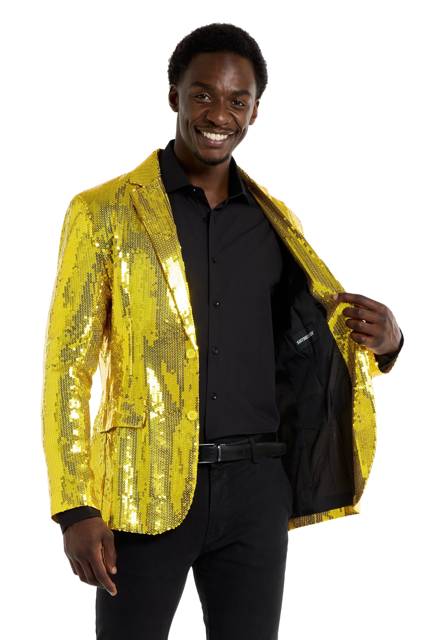 Suitmeister | Pailletten Gelb | Gelbe Glitzerjacke für Herren