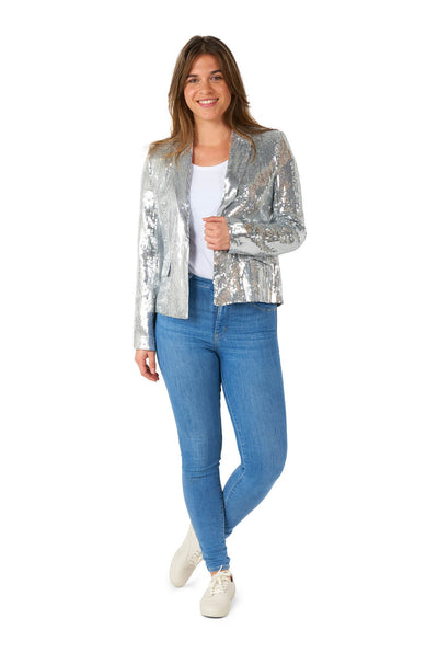 Suitmeister| Sequins Zilver | Glitter Jasje Zilver | Blazer voor Dames