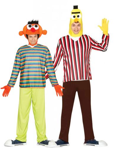 DUO DEAL – Bert & Ernie | Sesamstraat Kostuums Volwassenen | 2 complete kostuums