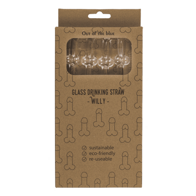 Penis-Strohhalme aus Glas | 4er-Set + Reinigungsbürste