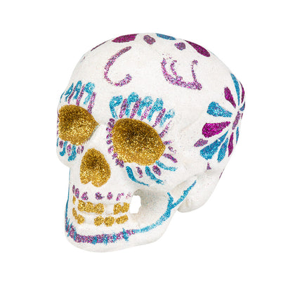 Halloween Sugar Skull Glitter Wit 16 x 14 cm