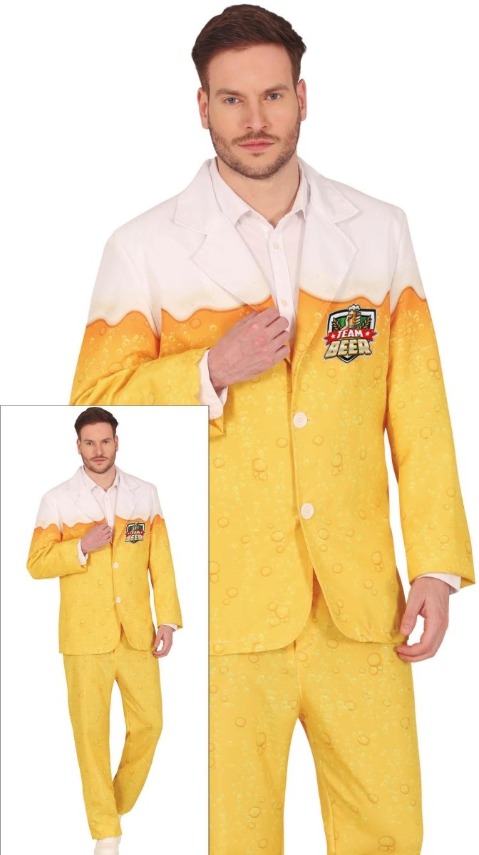 Bierpak Heren – Geel/Wit Kostuum met Jasje & Broek