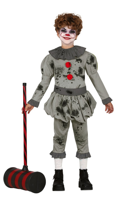 Grijs Horror Clown Kostuum Kind – Enge Halloween Clown