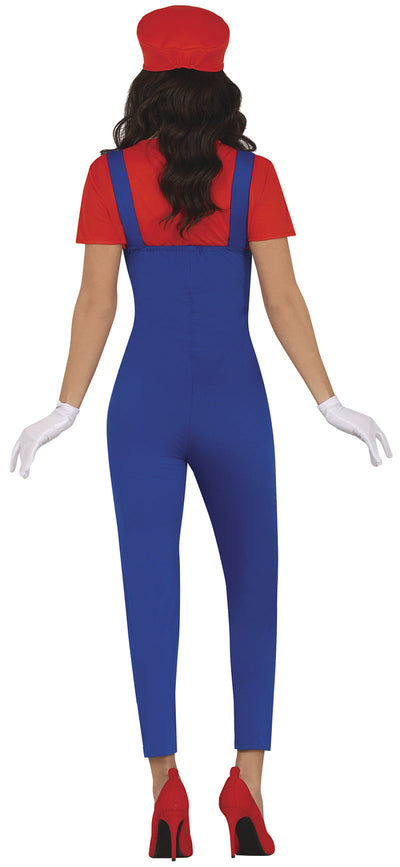 Super Mario Kostüm für Damen – Rot/Blau mit Hut, T-Shirt und Latzhose